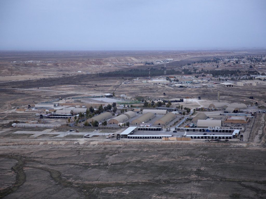 This aerial photo shows Ain al-Assad air base in the western Anbar desert, Iraq, in December 2019. Nasser Nasser/AP